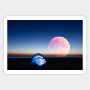 Amazing Red Moon Over The Sea Sticker